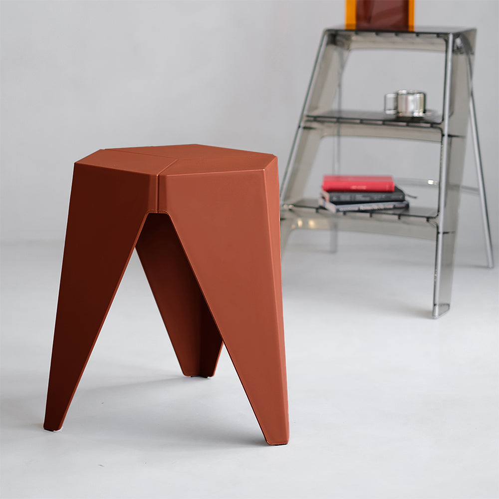 Stool HavenIn Set of 2 Puzzle Stool Plastic Stacking Bar Stools Dining Chairs Kitchen Red