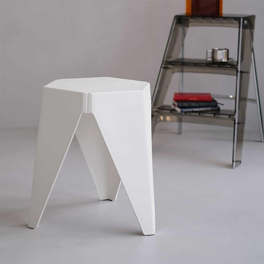 Stool HavenIn Set of 2 Puzzle Stool Plastic Stacking Bar Stools Dining Chairs Kitchen White