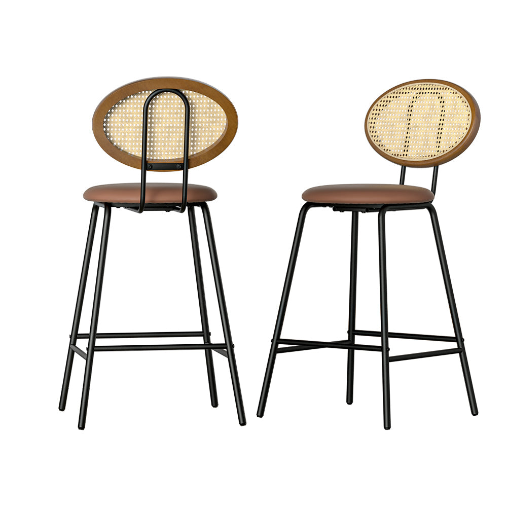 Stool Haven 2x Bar Stools PU Leather Stools Brown