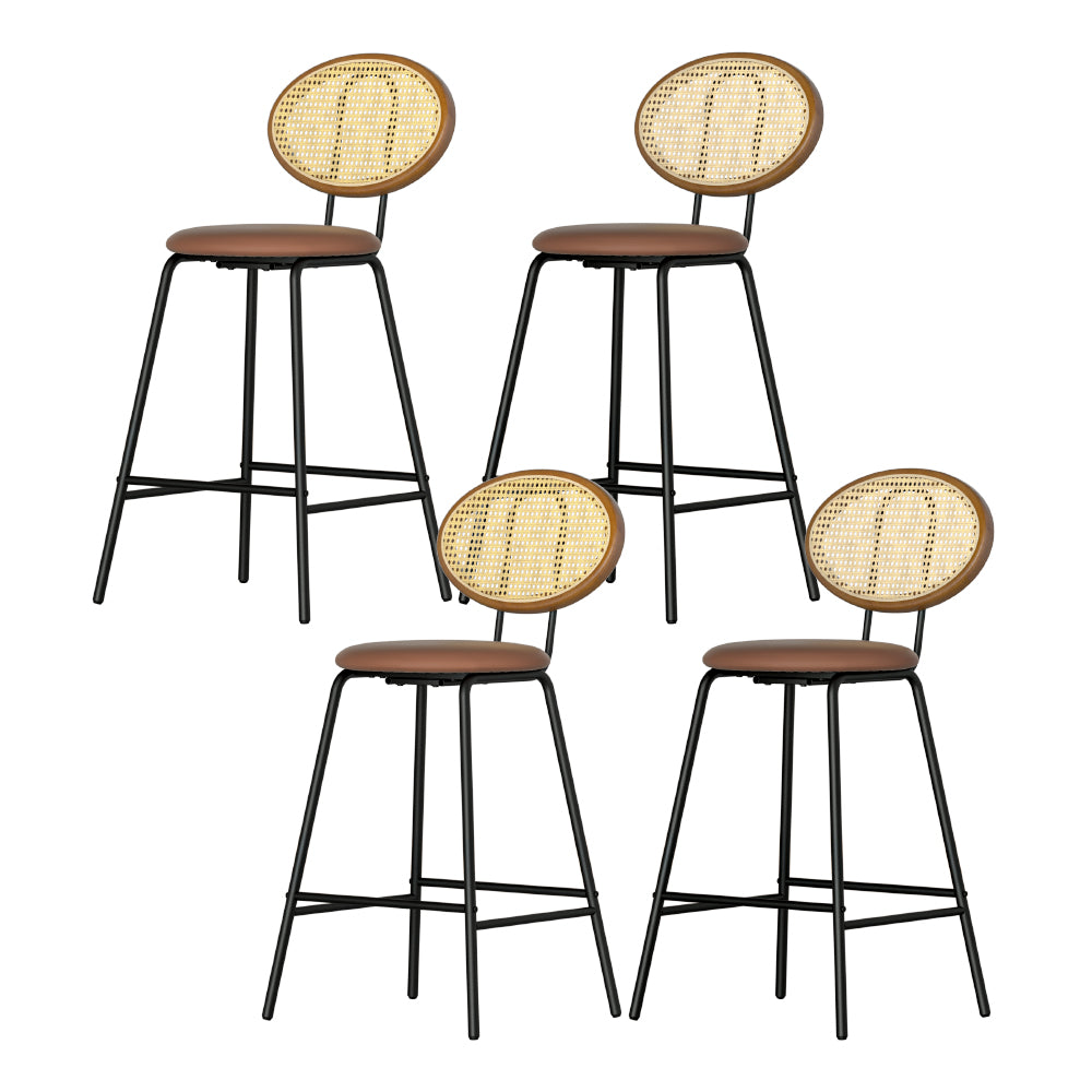 Stool Haven 4x Bar Stools PU Leather Stools Brown