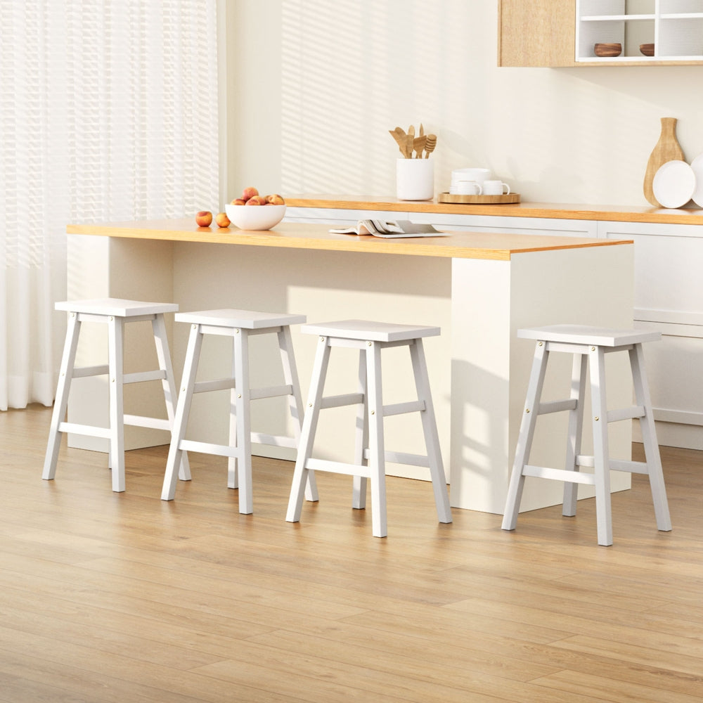 Stool Haven 4x Bar Stools Kitchen Chairs Wooden White