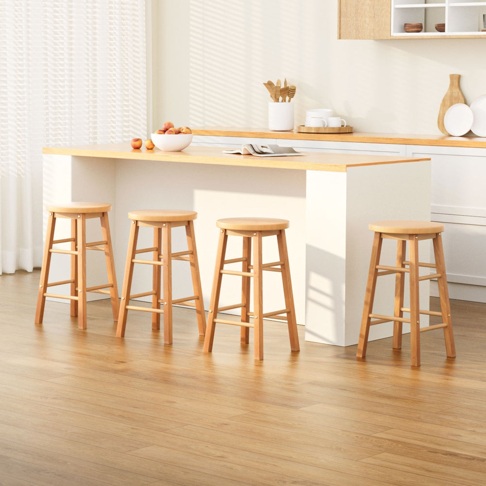 Stool Haven 4x Bar Stools Round Chairs Wooden Nature