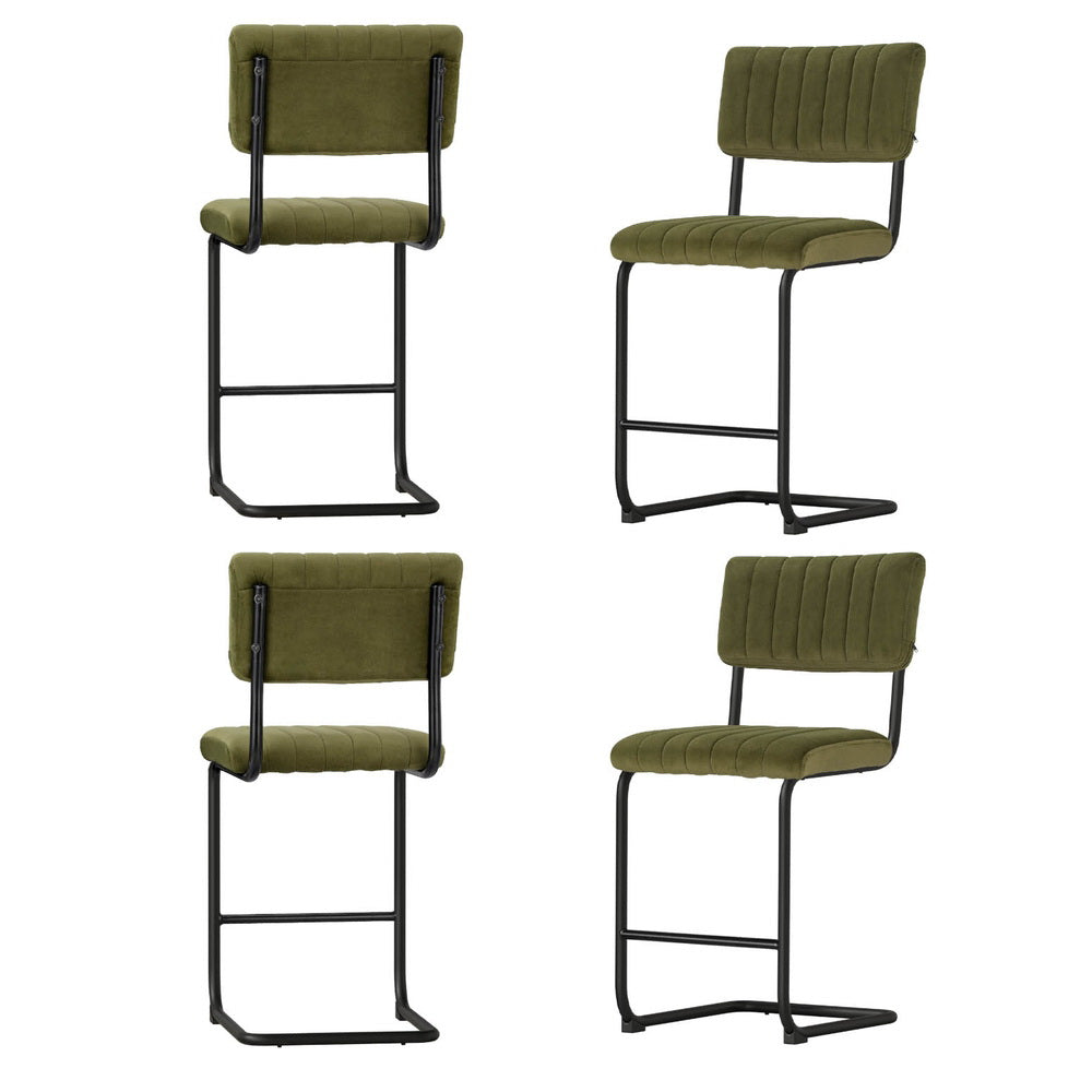 Stool Haven 4x Bar Stools Velvet Chairs Green