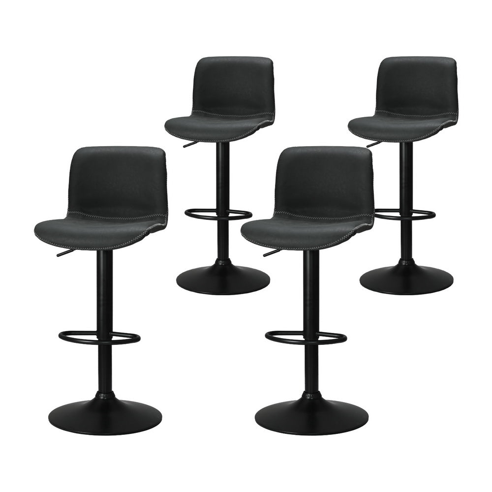 Stool Haven 4 x Bar Stools Kitchen Swivel Gas Lift Chairs Black