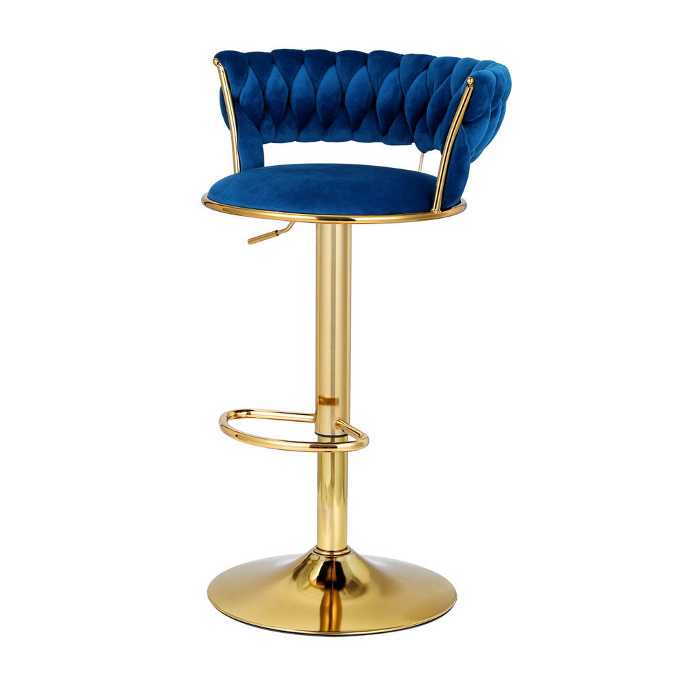 Stool Haven Bar Stools Gas Lift Velvet Woven Backrest Navy
