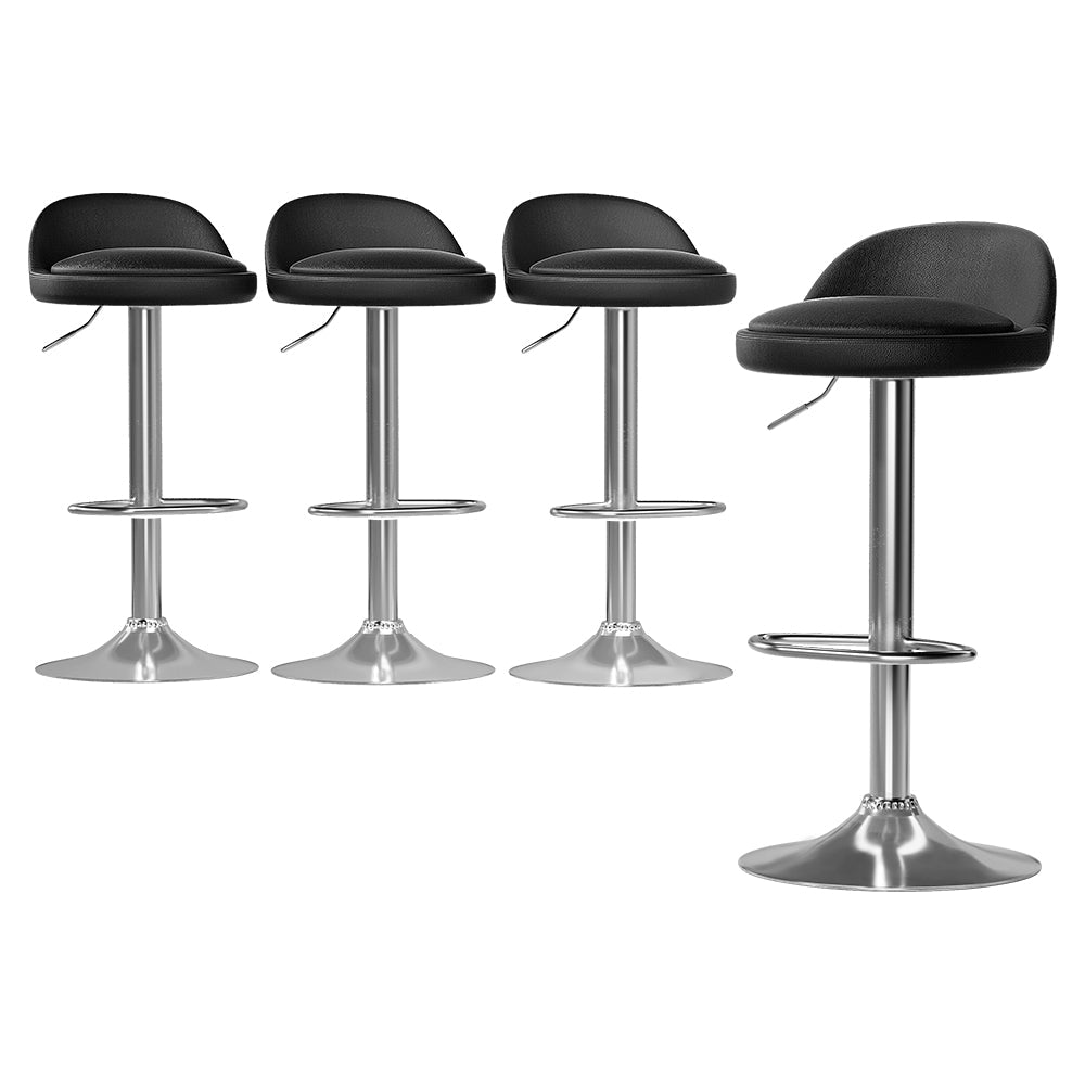 Stool Haven 4x Bar Stools PU Leather Gas Lift Black