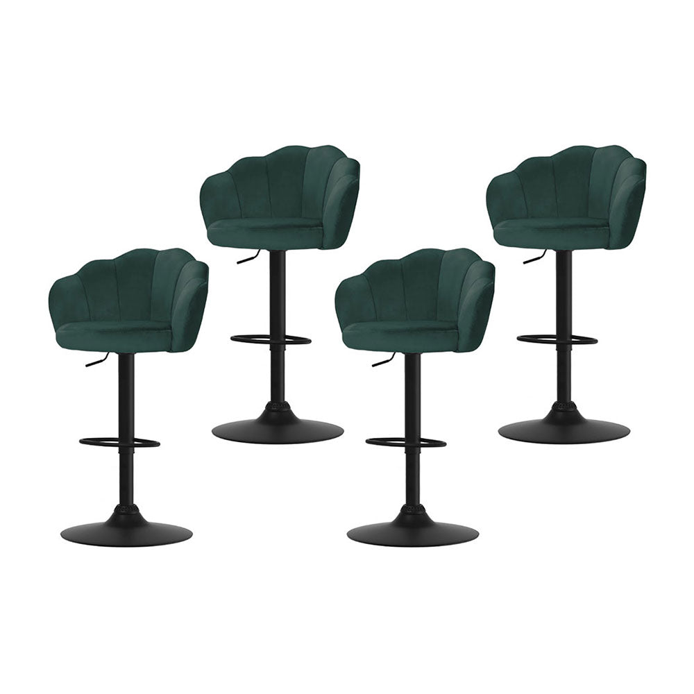 Stool Haven 4x Bar Stools Gas Lift Velvet Green