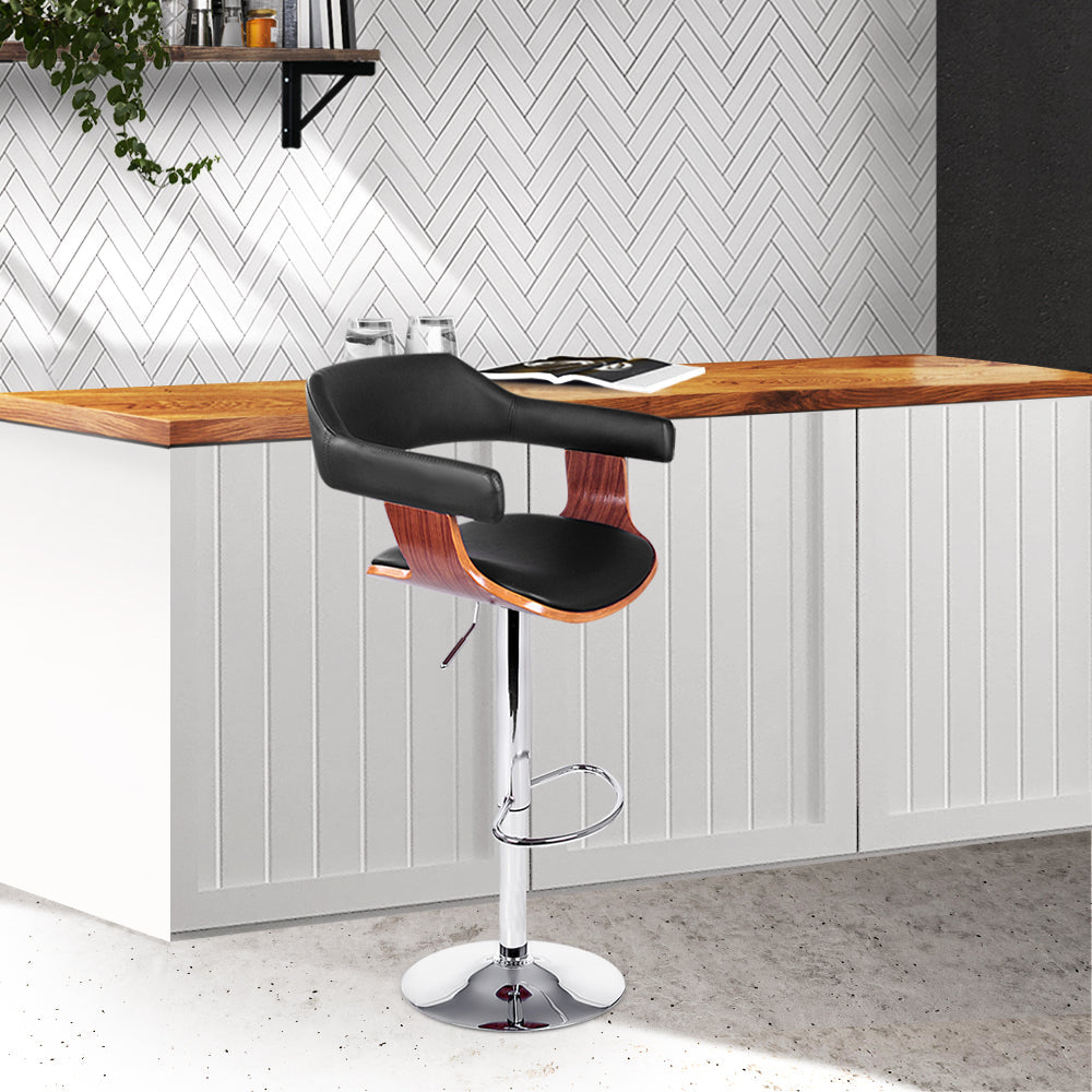 Stool Haven Wooden Bar Stool - Black and Wood