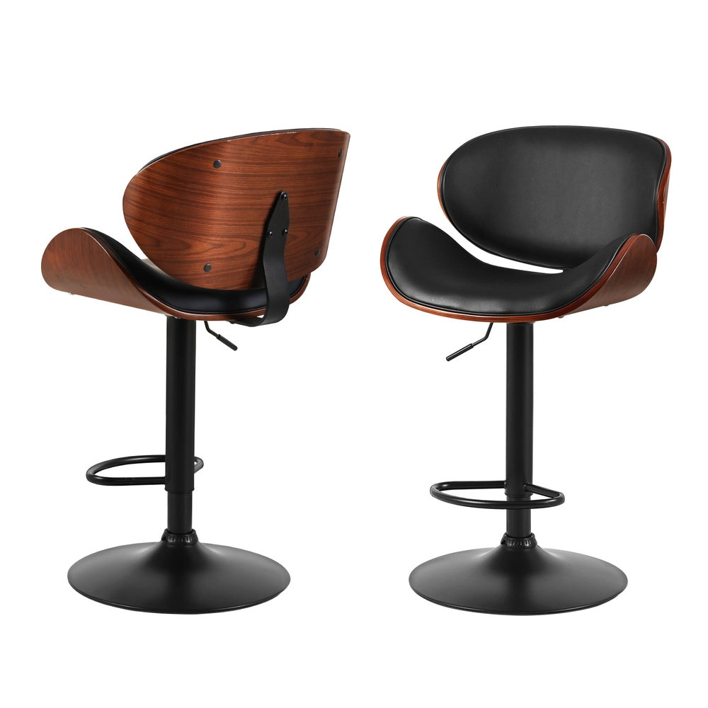 Stool Haven 4x Bar Stools Gas Lift Leather Padded Black