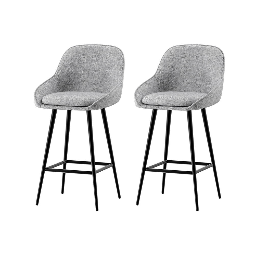 Stool Haven Set of 2 Bar Stools Upholstered - Grey