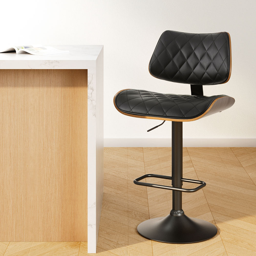 Stool Haven Bar Stools Kitchen Dining Chairs Gas Lift Stool Wooden Leather Black