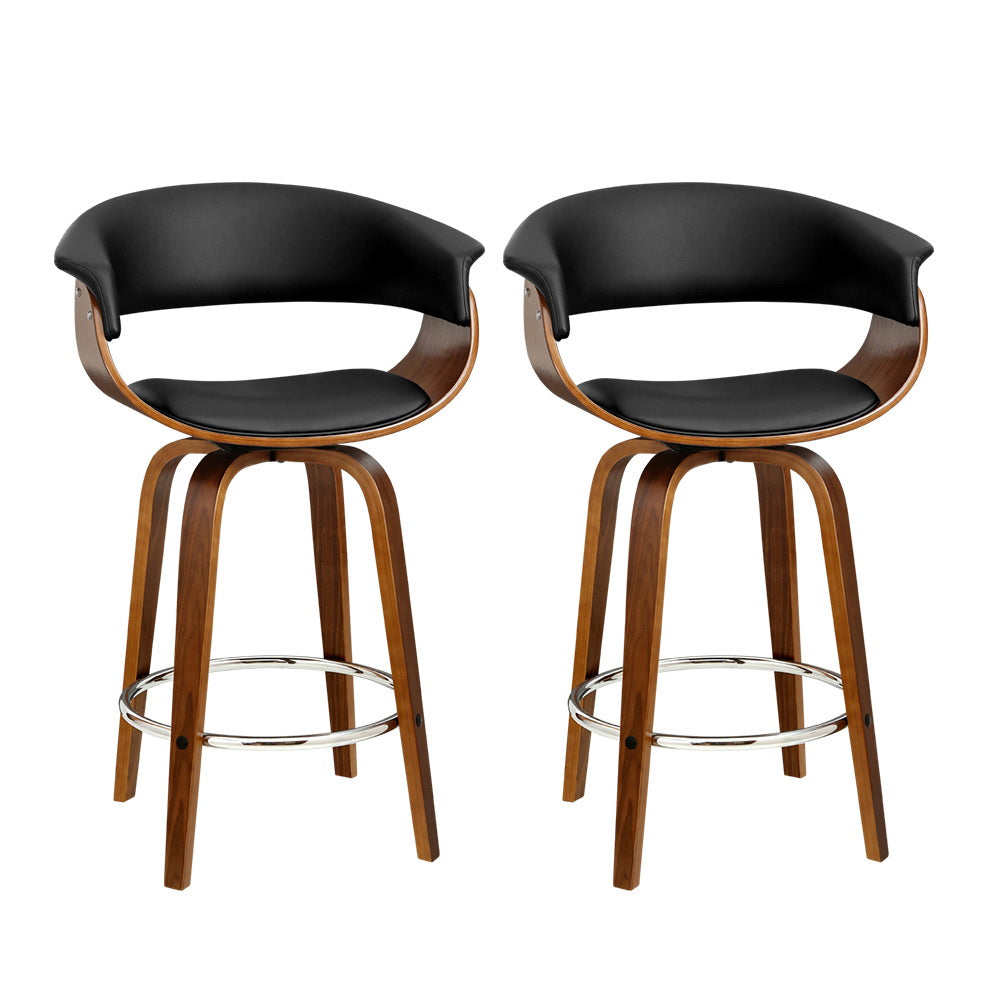 Stool Haven 2x Bar Stools Swivel PU Seat Wooden