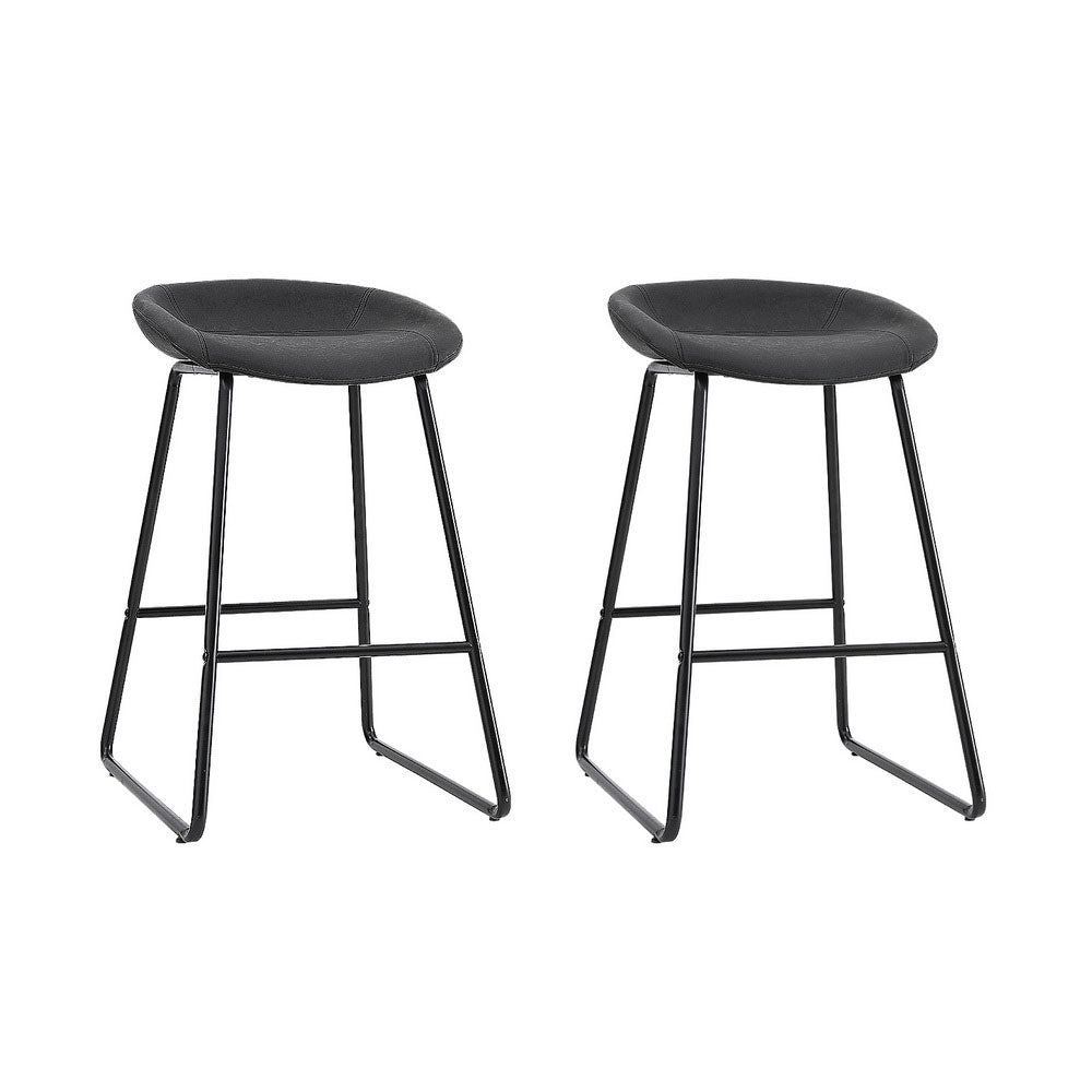 Stool Haven 2x Bar Stools Kitchen Dining Chairs Counter Stool PU Leather Metal