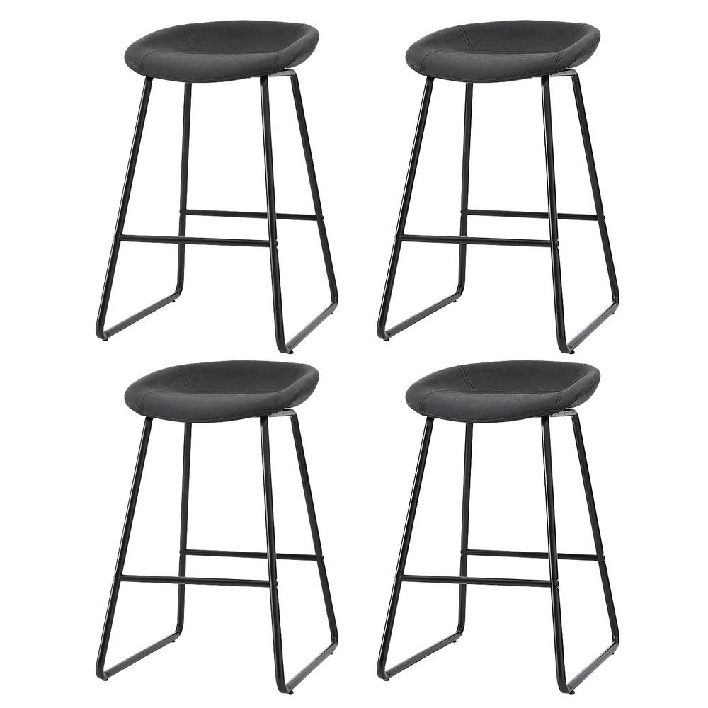 Stool Haven 4x Bar Stools Kitchen Dining Chairs Counter Stool PU Leather Metal