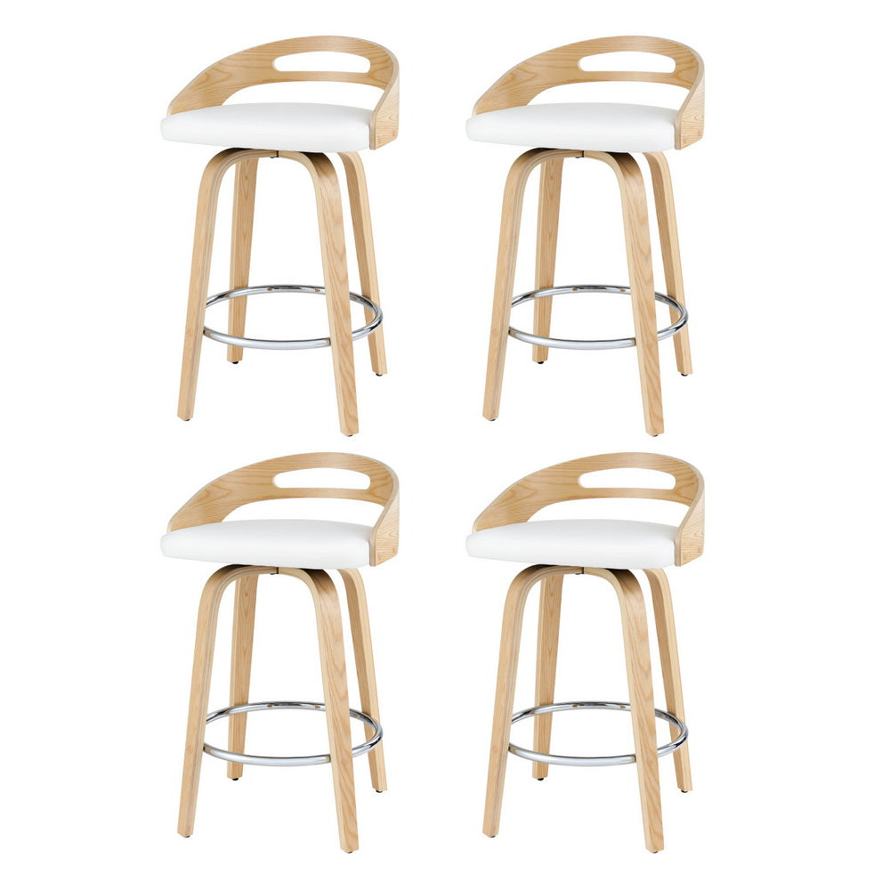 Stool Haven 4x Bar Stools Swivel Dining Chairs Low Back Counter Seat PU Cushion