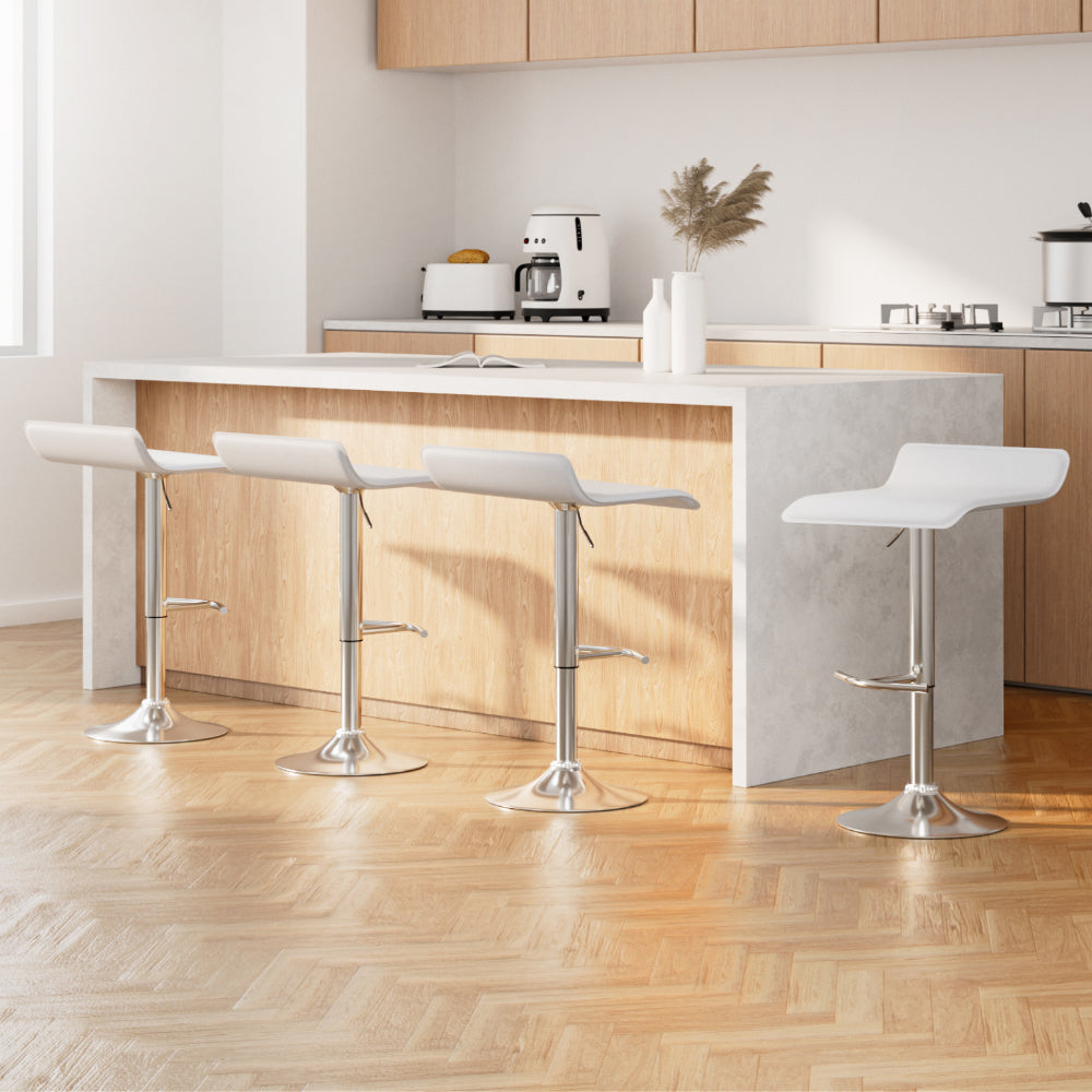 Stool Haven 4x Bar Stools Adjustable Gas Lift Chairs White