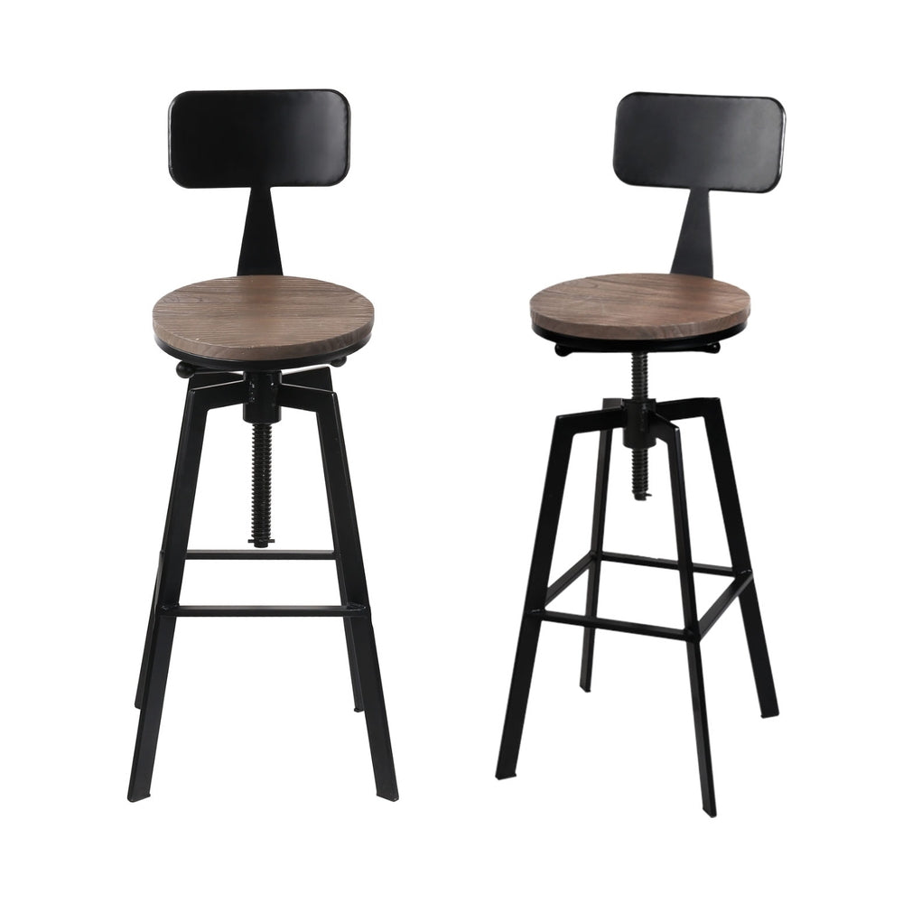 Stool Haven 4x Bar Stools Kitchen Dining Chairs Adjustable Wood Stool w/Backrest