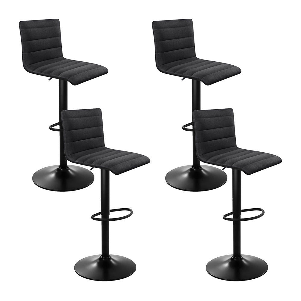 Stool Haven 4x Bar Stools Gas Lift Linen Fabric Black
