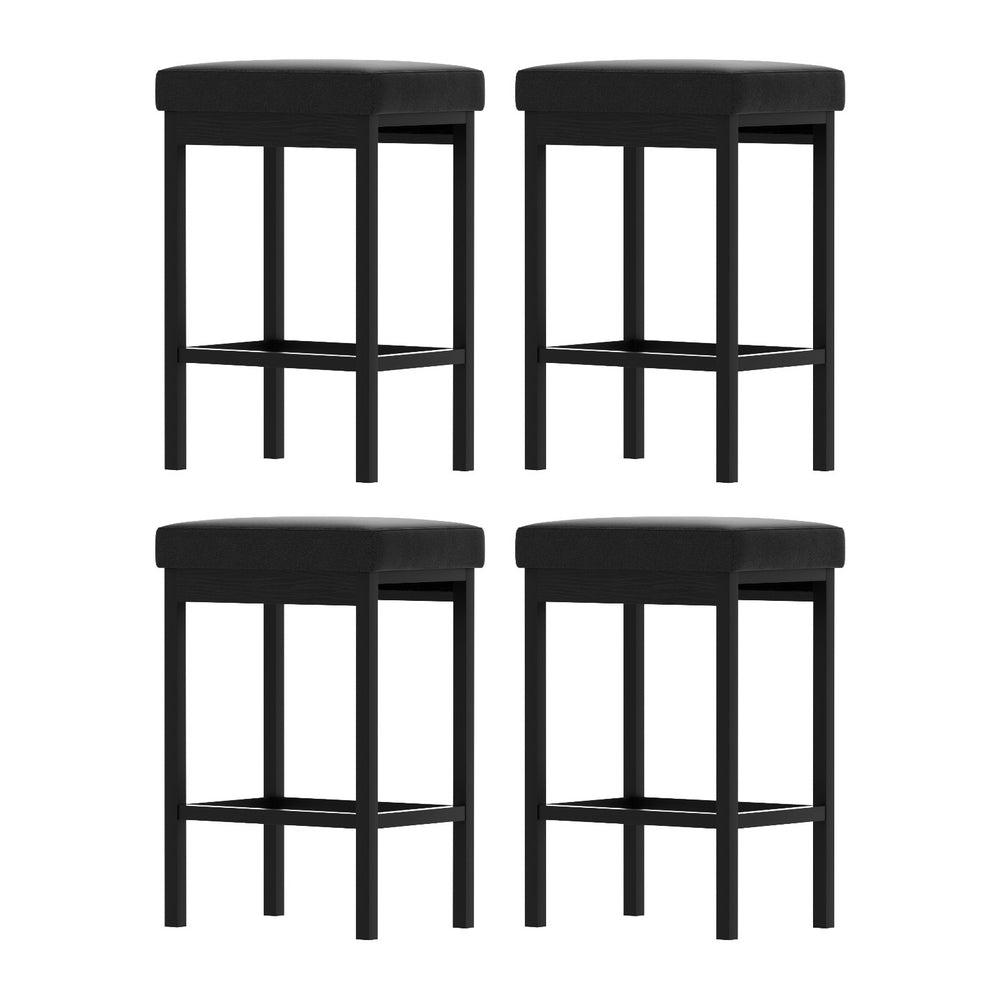 A Set of 4 Stool Haven Metal Bar Stools PU Seat Dining Counter Chairs