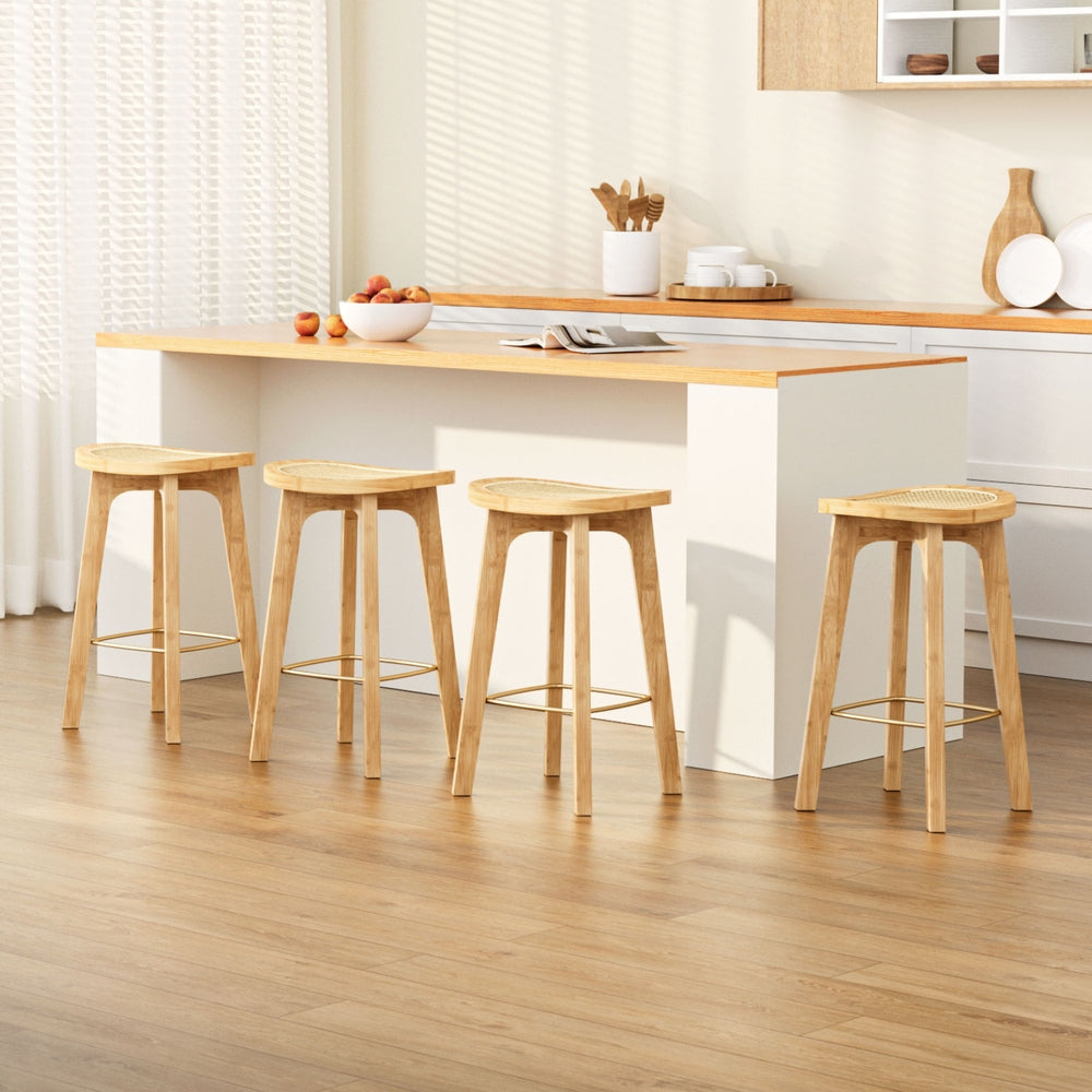 Stool Haven 4 x Bar Stools Bamboo & PVC Rattan