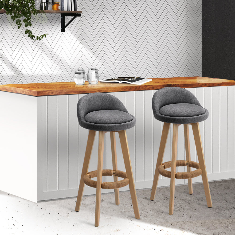 Stool Haven Set of 2 Fabric Backrest Bar Stools - Grey
