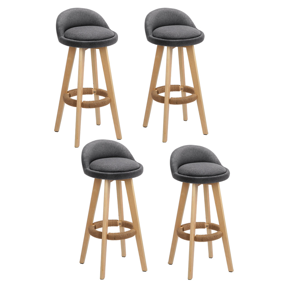 Stool Haven 4x Bar Stools Padded Linen Wooden Grey
