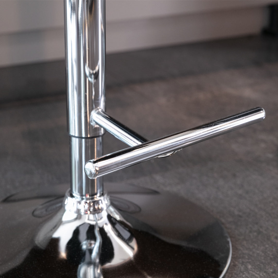 4 x Height Adjustable Swivel Bar Stool Velvet Studs with Footrest and Chromed Base - Black