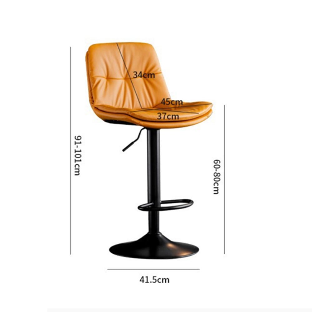 2 x Leather Barstools with Swivel Gas Lift - Grey