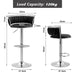 SERENITà 2 x Height Adjustable Swivel Bar Velvet Padded Metal Round Base - Black