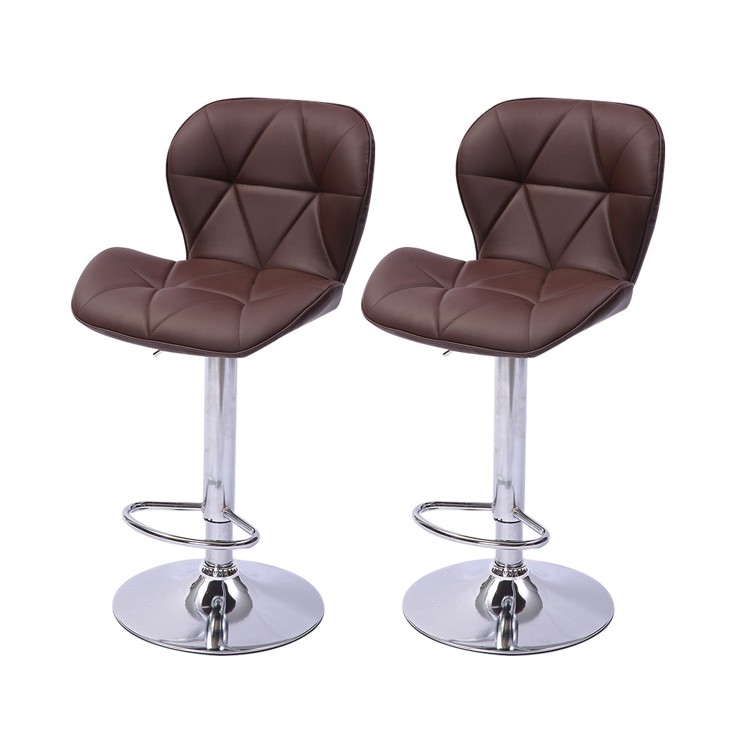Levede 2x Bar Stool Swivel Gas Lift Brown