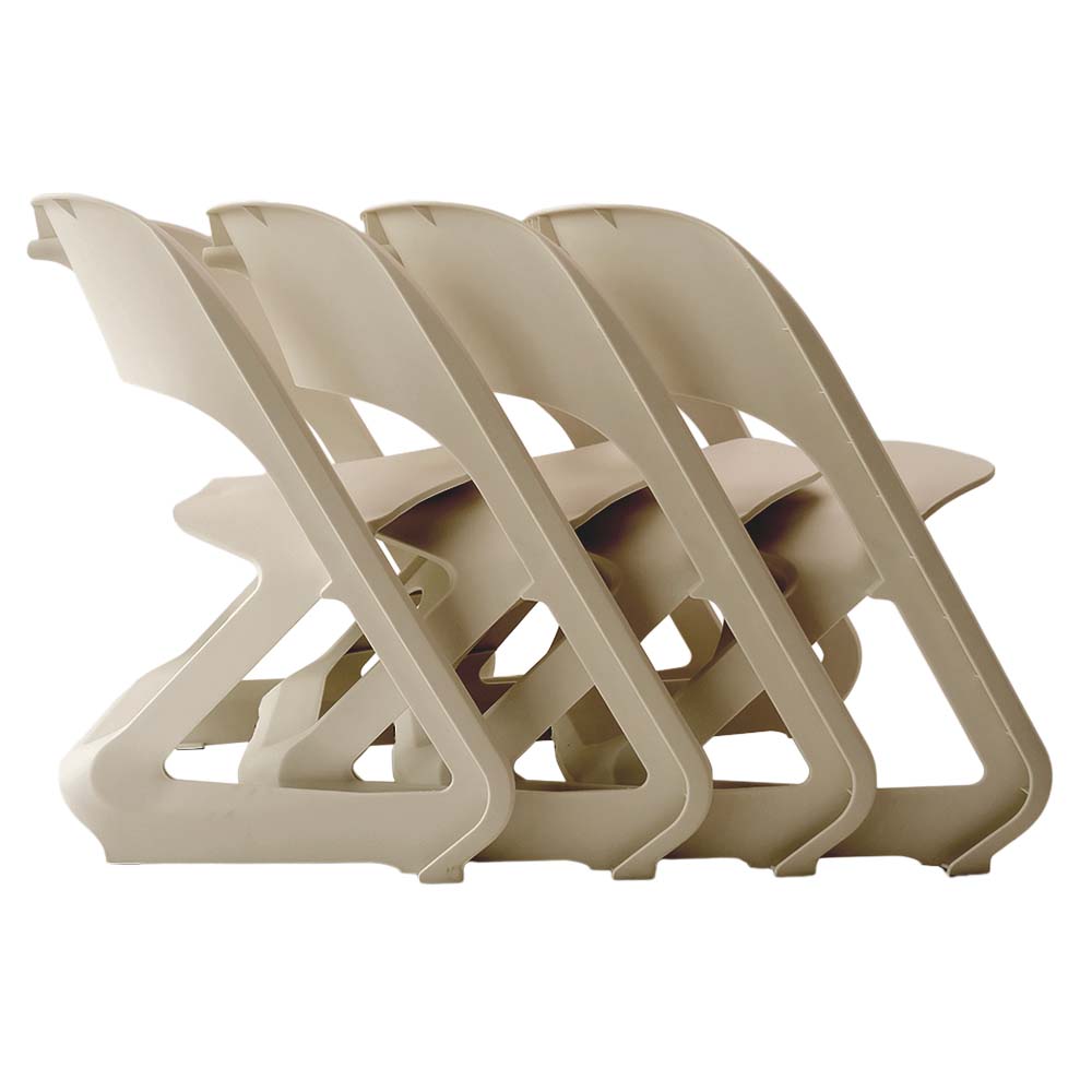 Stool HavenIn Set of 4 Dining Chairs Office Cafe Lounge Seat Stackable Plastic Leisure Chairs Beige