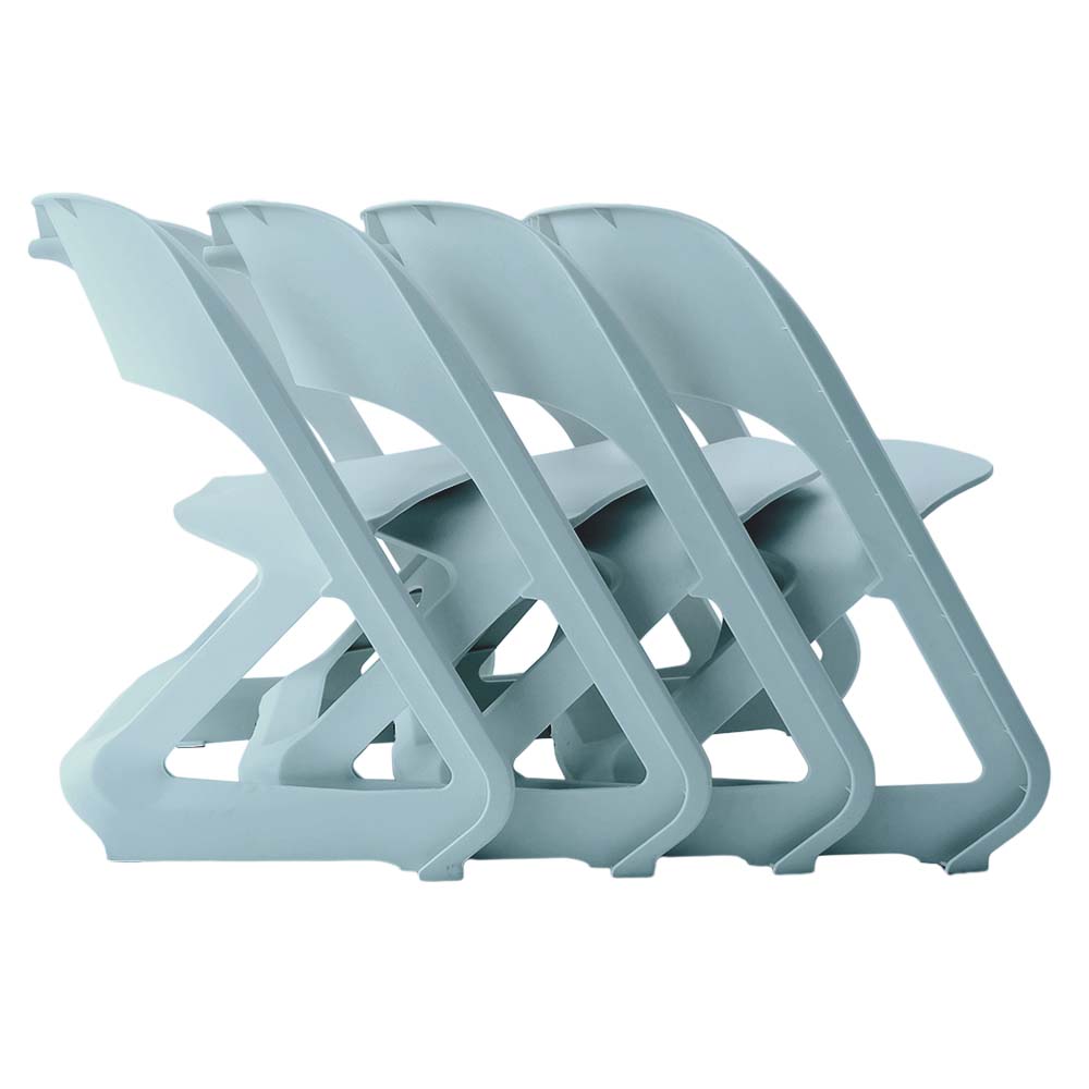 Stool HavenIn Set of 4 Dining Chairs Office Cafe Lounge Seat Stackable Plastic Leisure Chairs Blue
