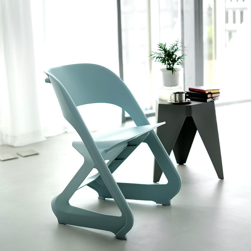 Stool HavenIn Set of 4 Dining Chairs Office Cafe Lounge Seat Stackable Plastic Leisure Chairs Blue