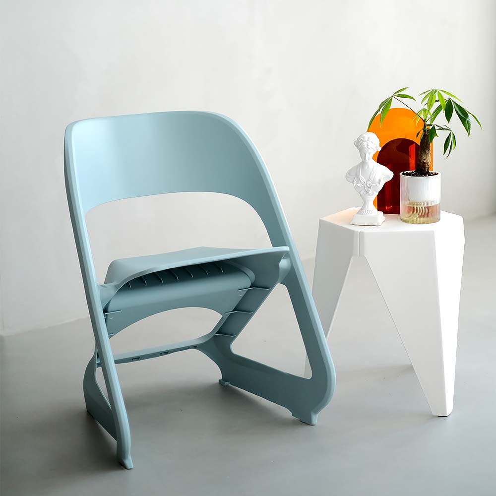 Stool HavenIn Set of 4 Dining Chairs Office Cafe Lounge Seat Stackable Plastic Leisure Chairs Blue