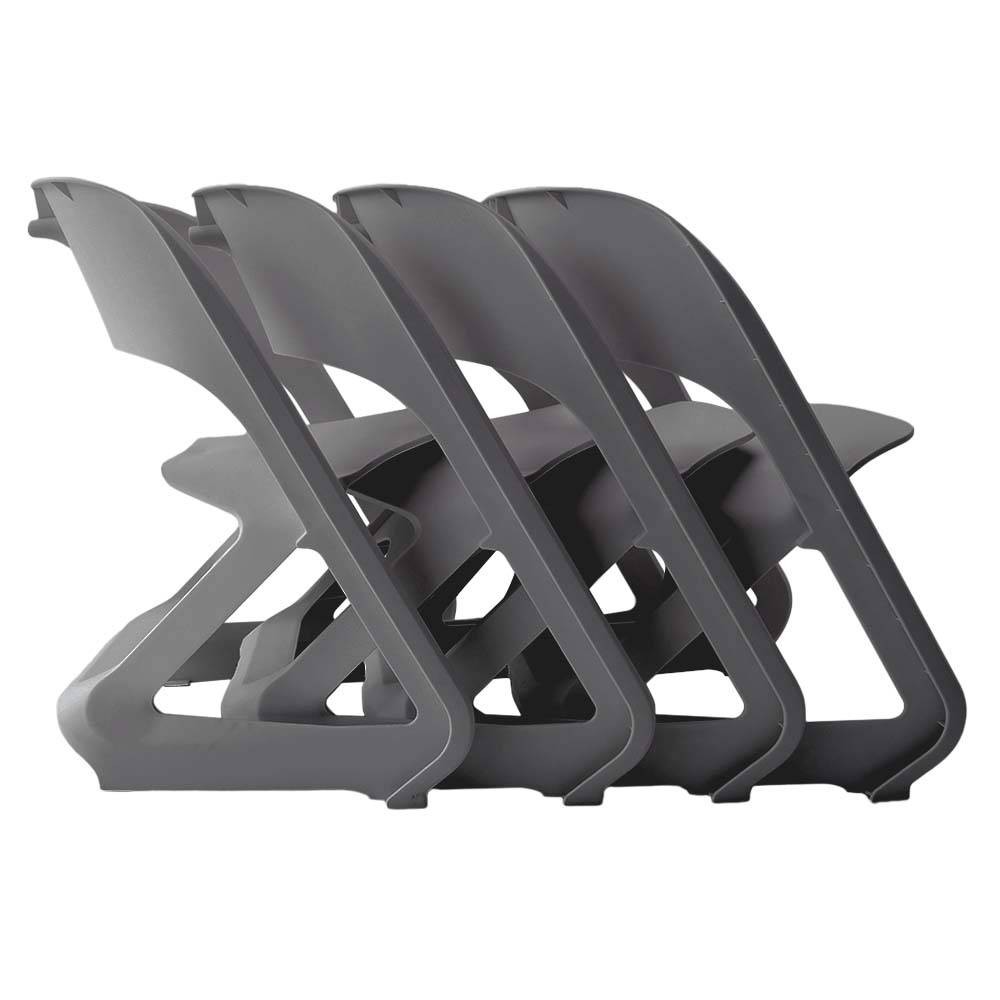 Stool HavenIn Set of 4 Dining Chairs Office Cafe Lounge Seat Stackable Plastic Leisure Chairs Grey