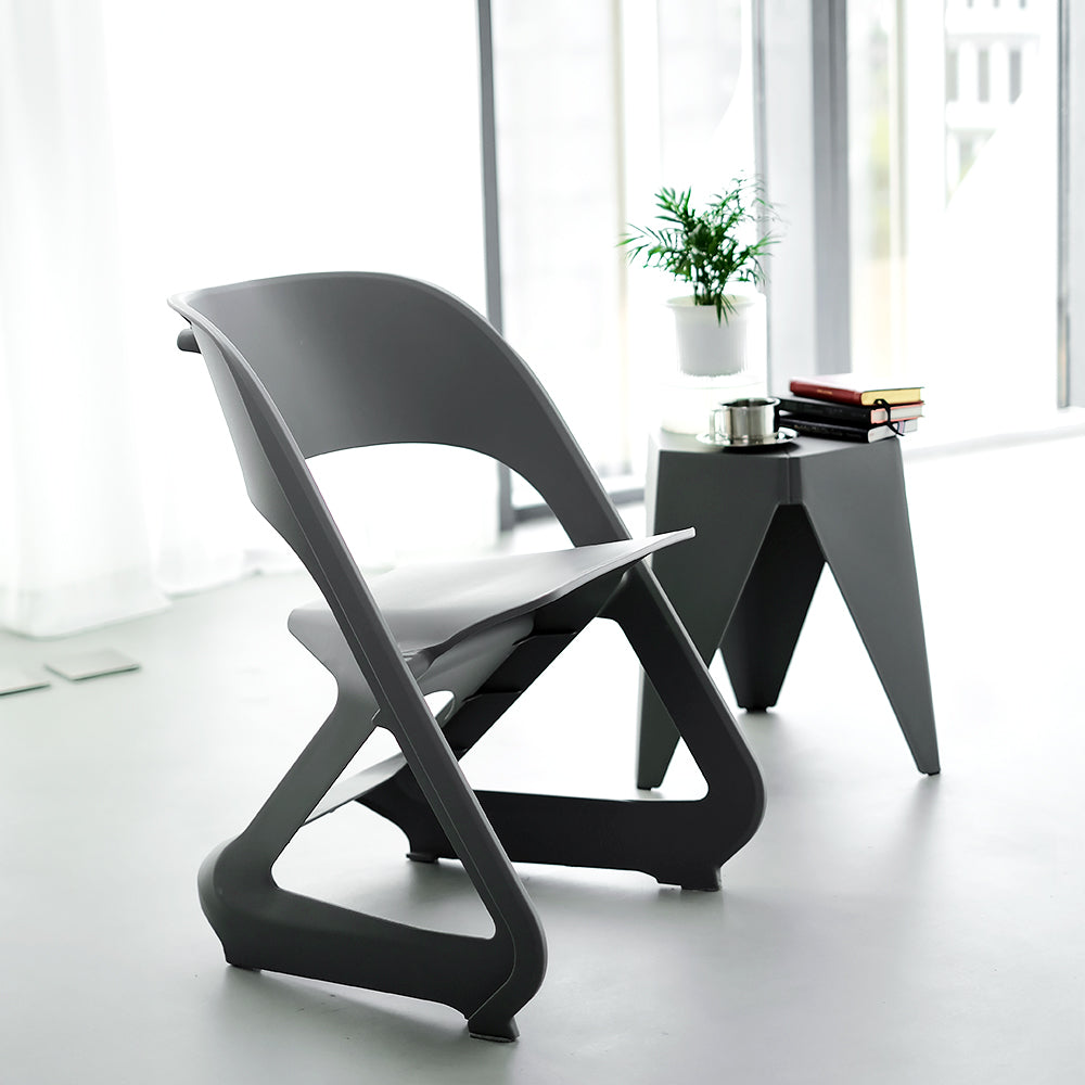 Stool HavenIn Set of 4 Dining Chairs Office Cafe Lounge Seat Stackable Plastic Leisure Chairs Grey