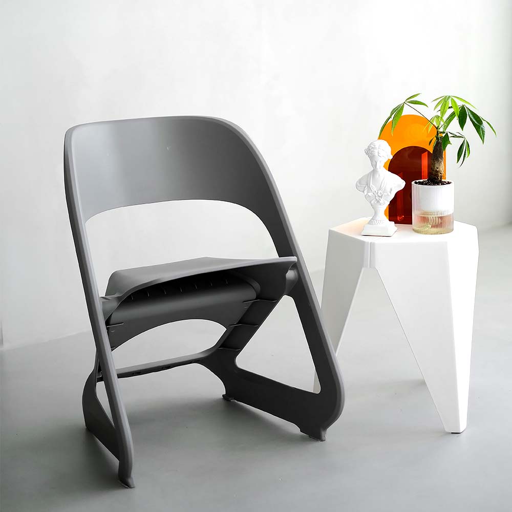 Stool HavenIn Set of 4 Dining Chairs Office Cafe Lounge Seat Stackable Plastic Leisure Chairs Grey