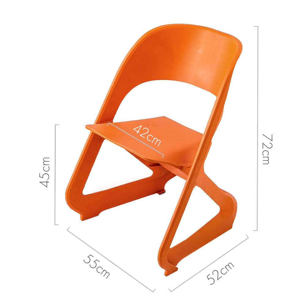 Stool HavenIn Set of 4 Dining Chairs Office Cafe Lounge Seat Stackable Plastic Leisure Chairs Orange