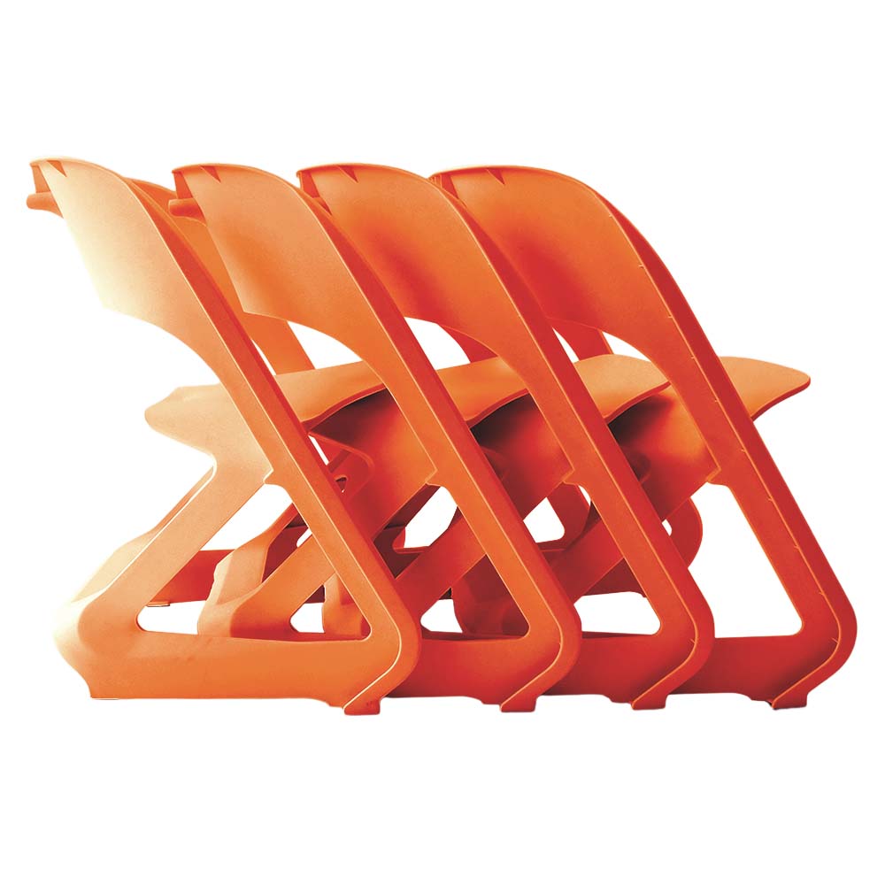 Stool HavenIn Set of 4 Dining Chairs Office Cafe Lounge Seat Stackable Plastic Leisure Chairs Orange