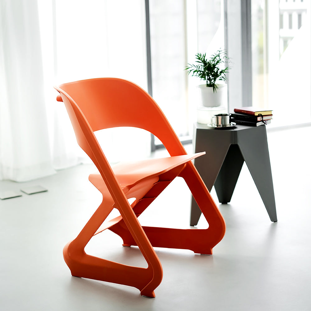 Stool HavenIn Set of 4 Dining Chairs Office Cafe Lounge Seat Stackable Plastic Leisure Chairs Orange
