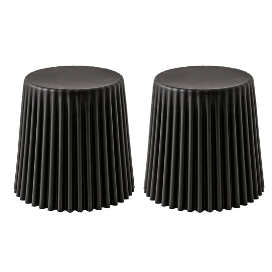 Stool HavenIn Set of 2 Cupcake Stool Plastic Stacking Bar Stools Dining Chairs Kitchen Black