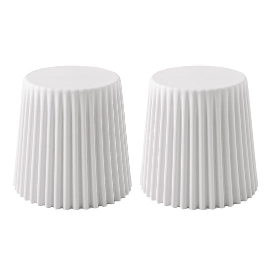 Stool HavenIn Set of 2 Cupcake Stool Plastic Stacking Bar Stools Dining Chairs Kitchen White