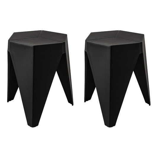 Stool HavenIn Set of 2 Puzzle Stool Plastic Stacking Bar Stools Dining Chairs Kitchen Black