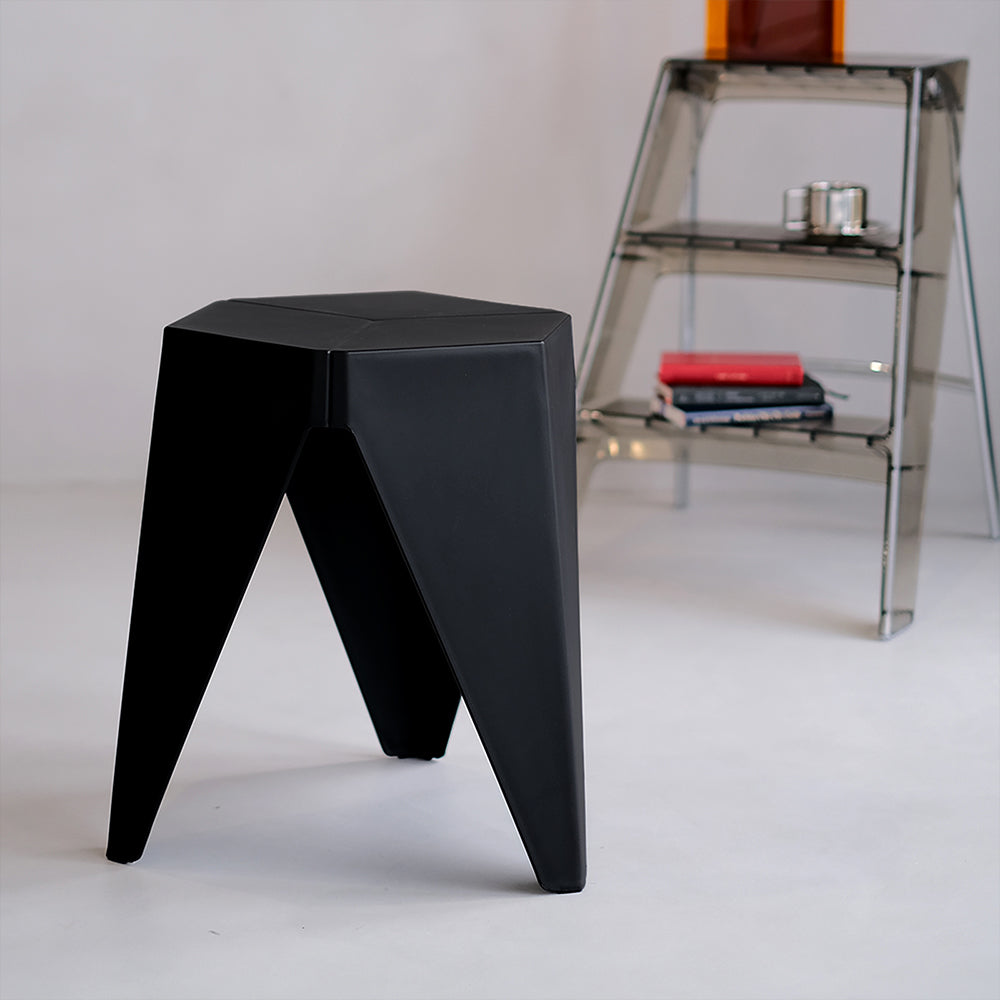 Stool HavenIn Set of 2 Puzzle Stool Plastic Stacking Bar Stools Dining Chairs Kitchen Black