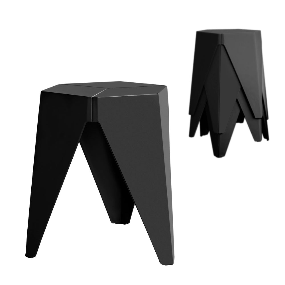 Stool Haven Set of 4 Puzzle Stackable Stools - Black
