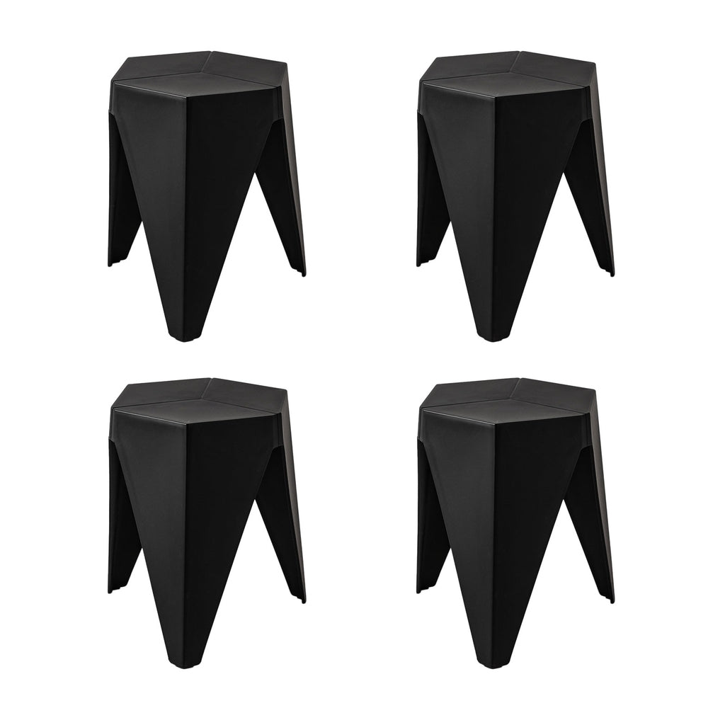 Stool Haven Set of 4 Puzzle Stackable Stools - Black