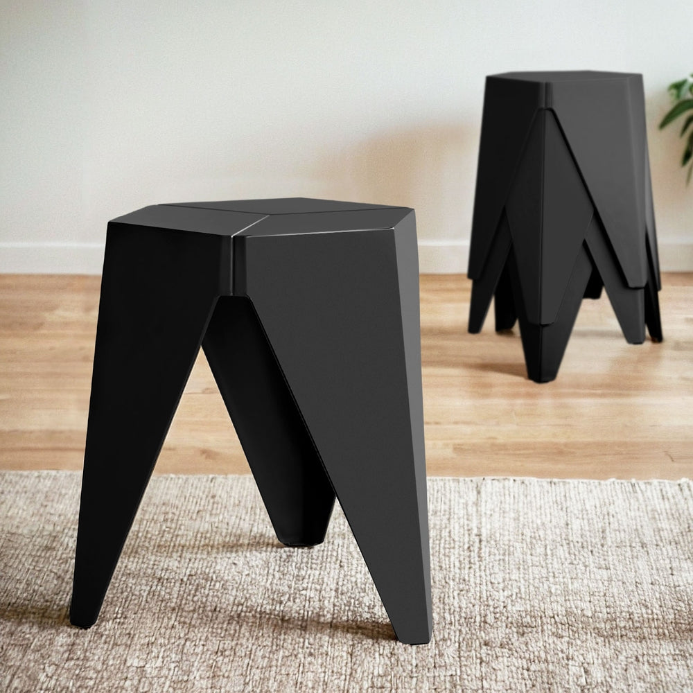 Stool Haven Set of 4 Puzzle Stackable Stools - Black
