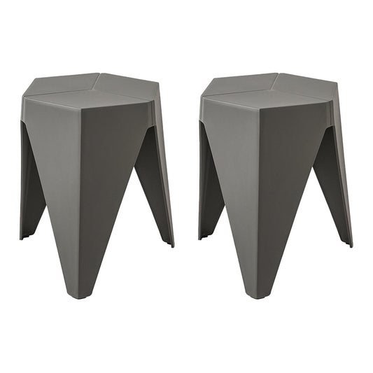 Stool HavenIn Set of 2 Puzzle Stool Plastic Stacking Bar Stools Dining Chairs Kitchen Grey