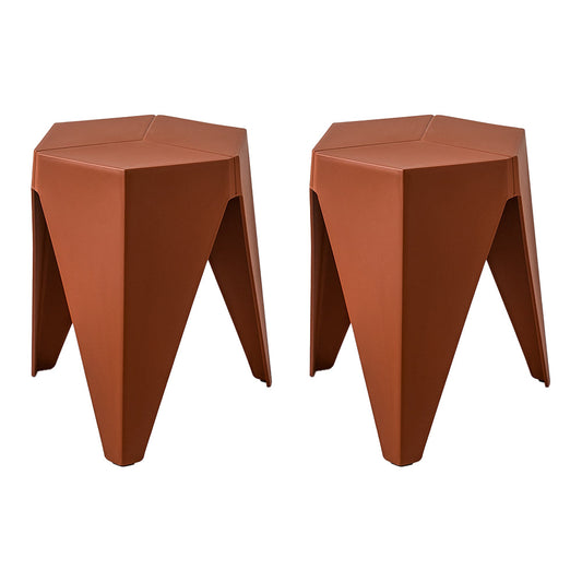 Stool HavenIn Set of 2 Puzzle Stool Plastic Stacking Bar Stools Dining Chairs Kitchen Red