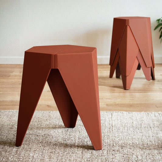 Stool Haven 4PC Puzzle Stool Bar Stools Stackable Red